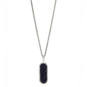 John Varvatos Sterling Silver Blue Python Dog Tag Pendant Necklace